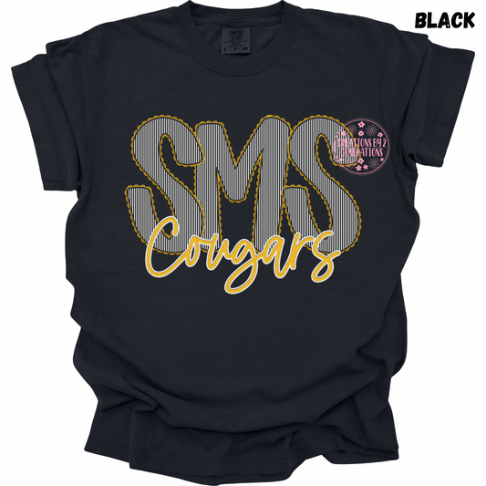 SMS COUGARS STRIPES FAUX EMBROIDERY PRINT