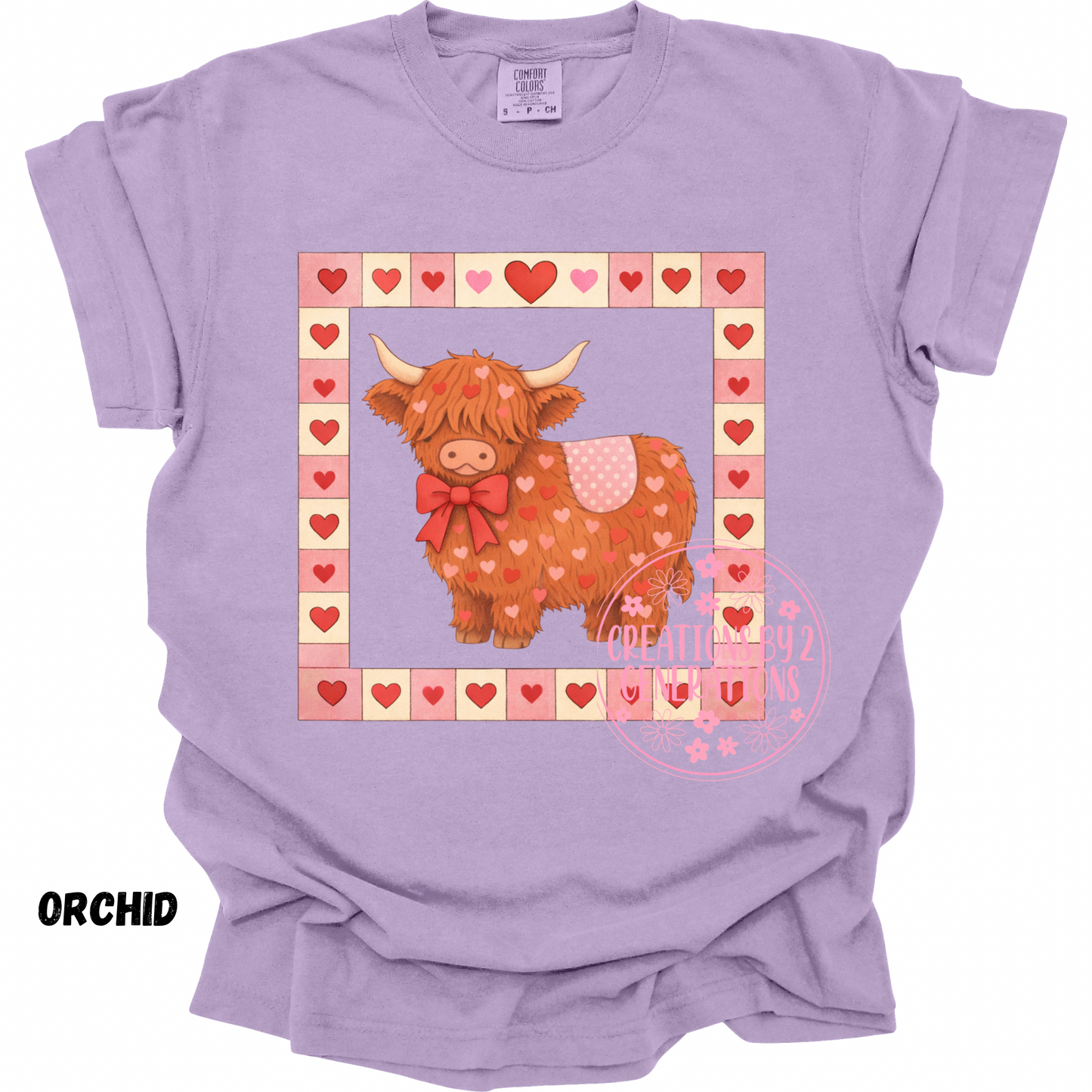 HIGHLAND COW VALENTINE QUILT SQUARE