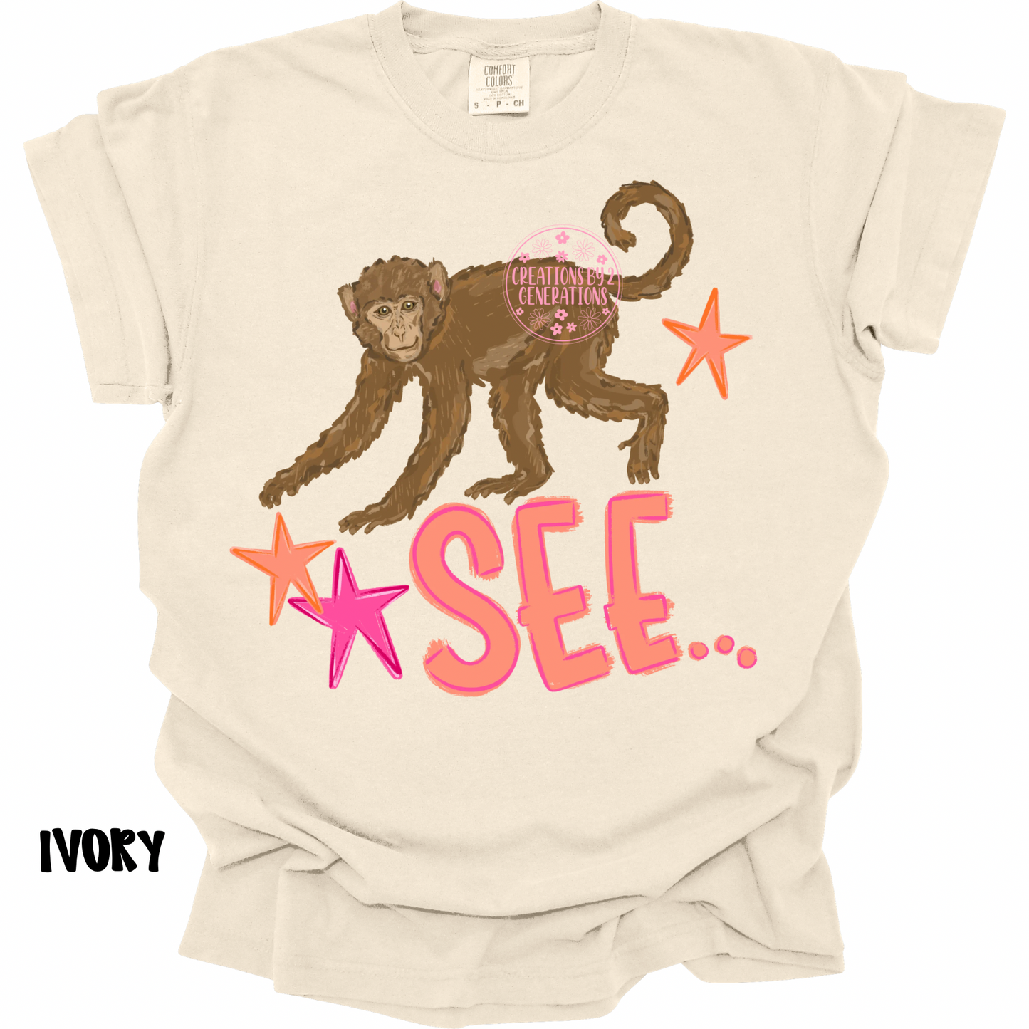 MONKEY SEE (FRONT) MONKEY DO! (BACK) PINK/ORANGE PREORDER