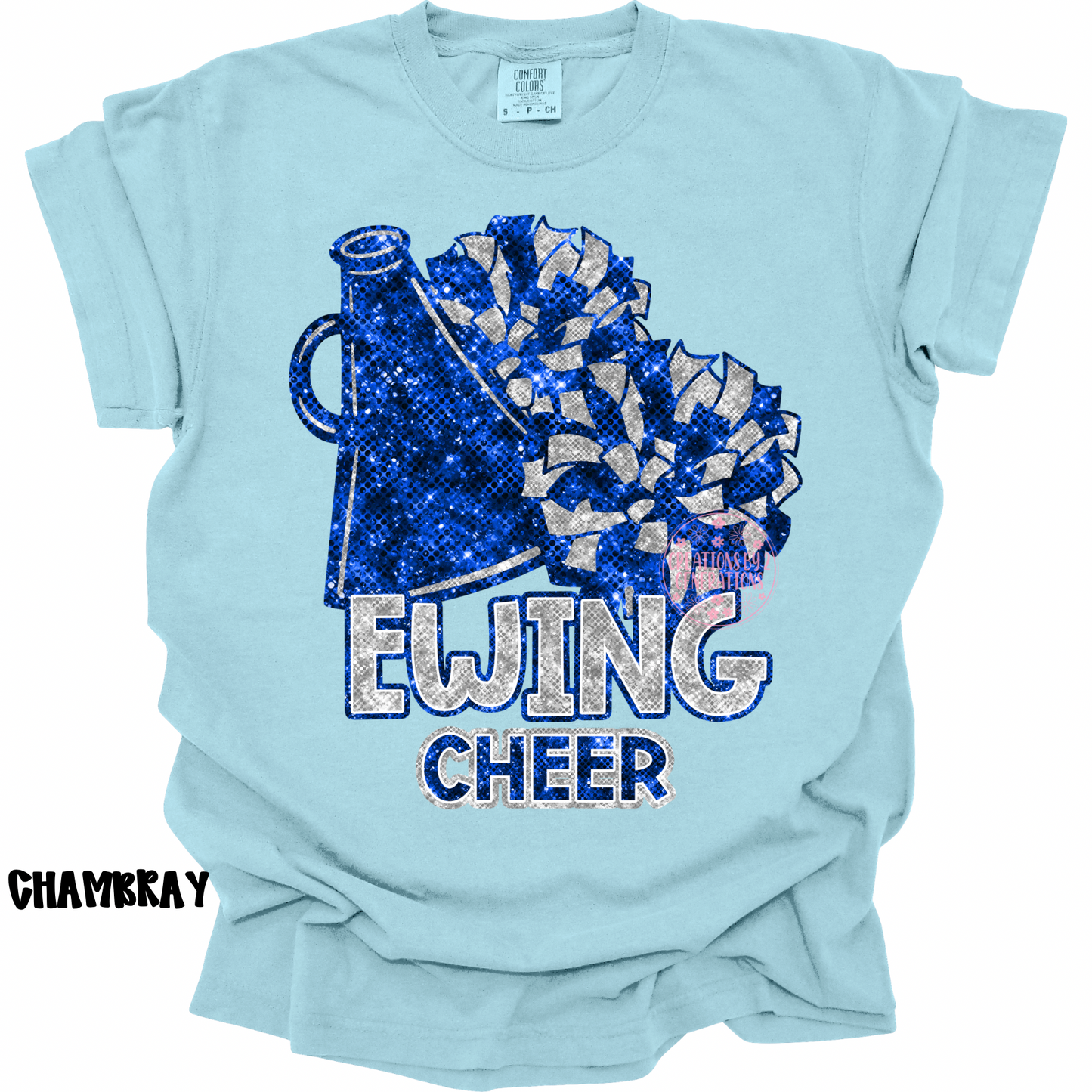 EWING CHEER BLUE/SILVER FAUX SEQUINS PREORDER
