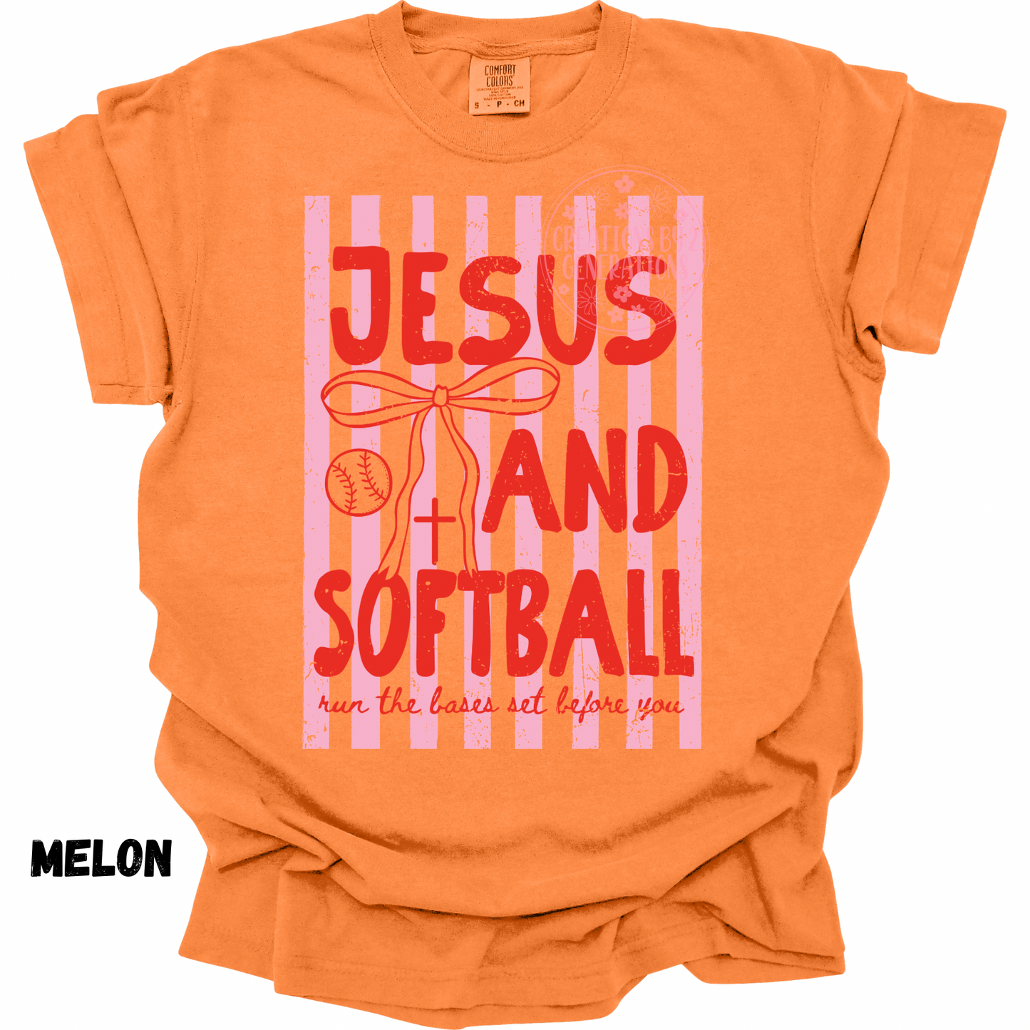 DISTRESSED JESUS AND SOFTBALL PINK/RED PREORDER (YOUTH)
