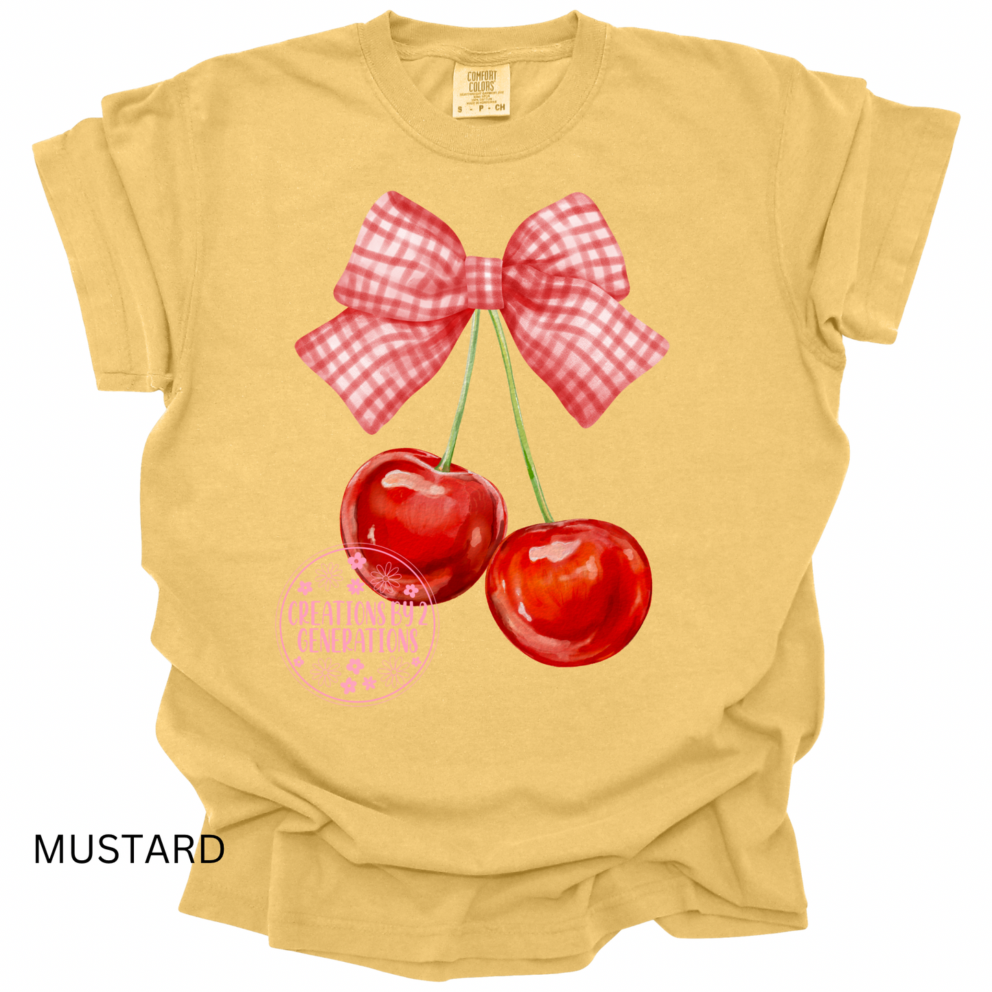 CHERRIES WITH RED CHECK BOW PREORDER