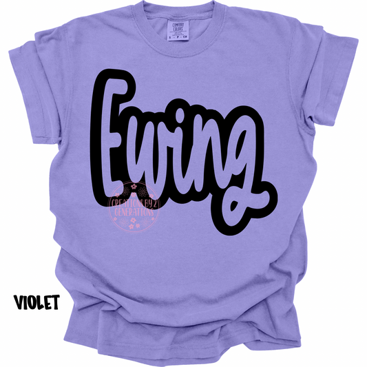 EWING BLACK CURSIVE OUTLINE PREORDER (YOUTH)