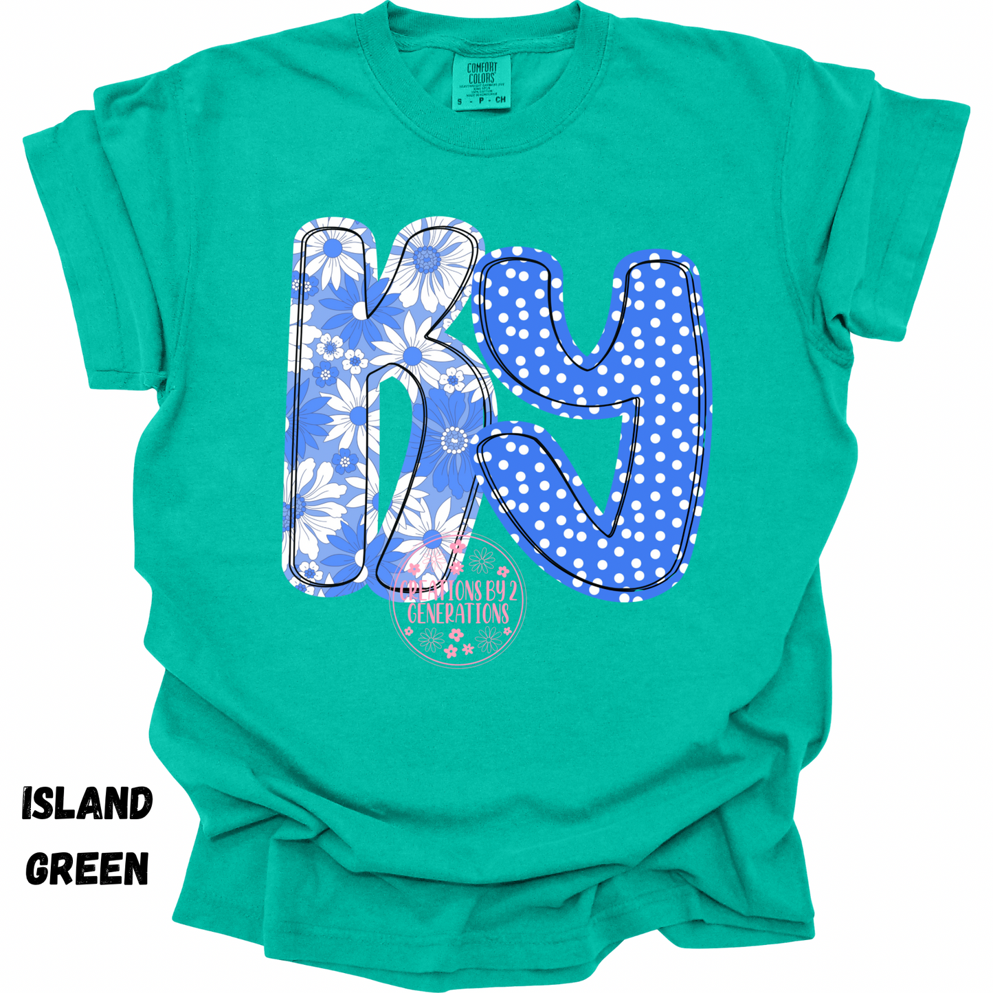 KY BLUE FLORAL/POLKA DOTS PRINT