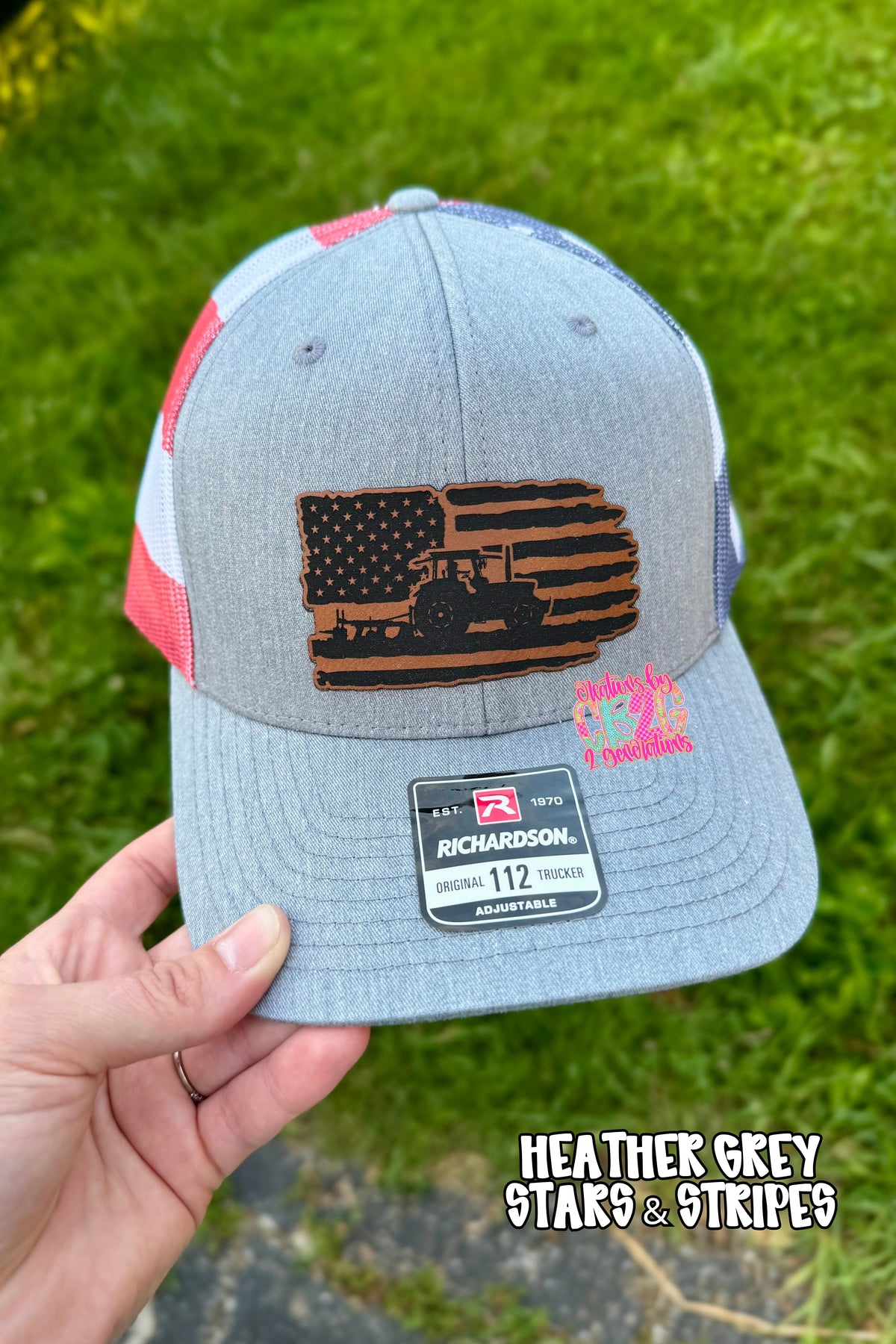 TRACTOR WITH FLAG (RWB BACK)