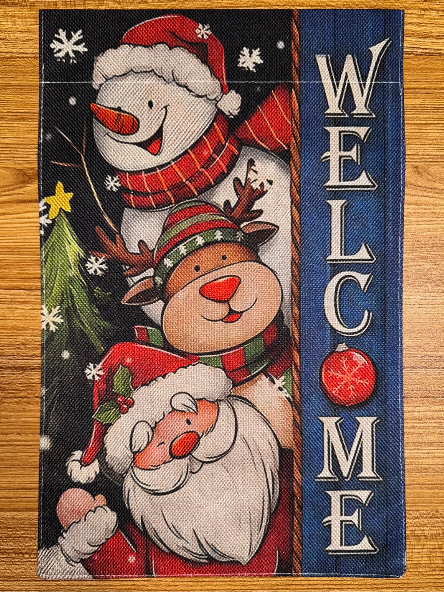 WELCOME SANTA/SNOWMAN/REINDEER FLAG