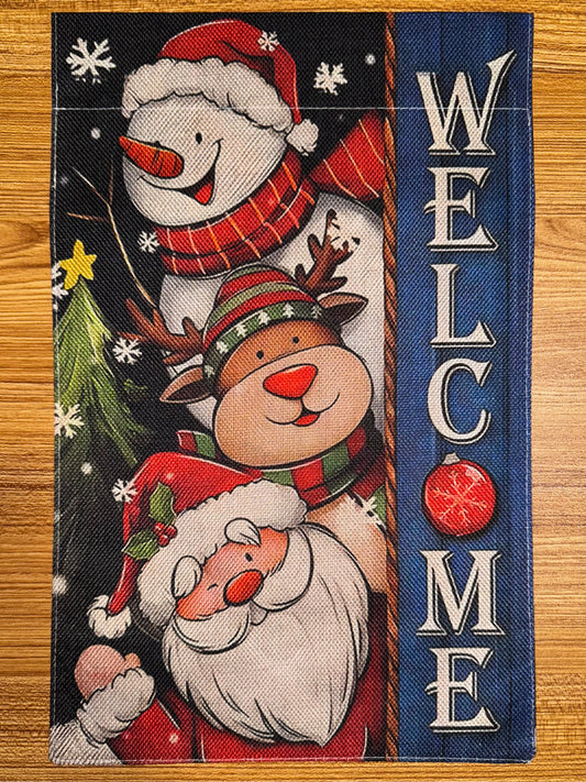 WELCOME SANTA/SNOWMAN/REINDEER FLAG