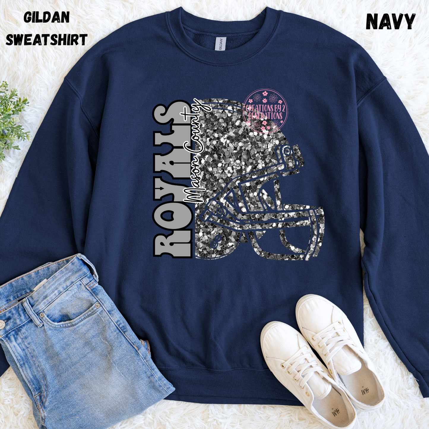 ROYALS FAUX SEQUINS FOOTBALL HELMET SWEATSHIRT PREORDER (YOUTH)
