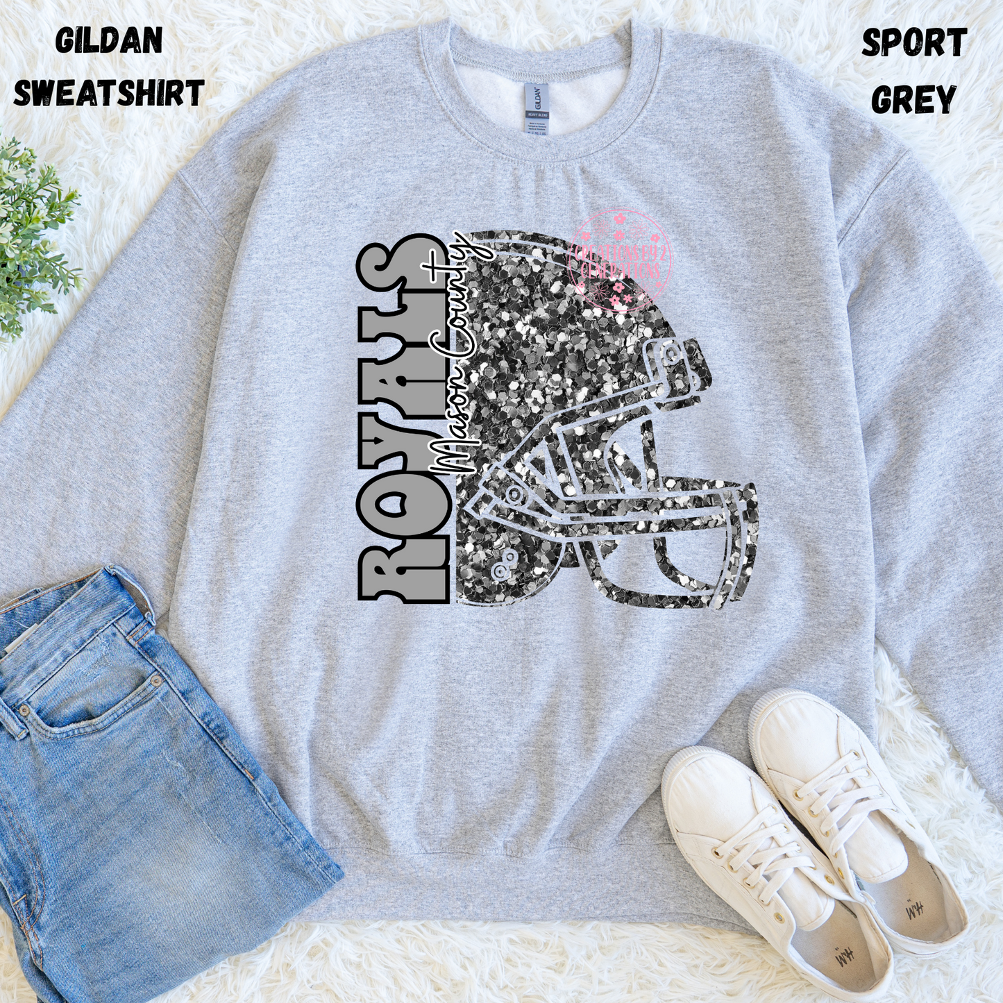 ROYALS FAUX SEQUINS FOOTBALL HELMET SWEATSHIRT PREORDER (YOUTH)