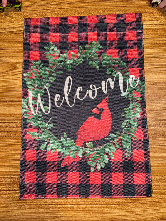 WELCOME BLACK & RED CHECKERED FLAG