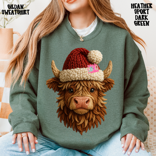 COW WITH SANTA HAT SWEATSHIRT PREORDER
