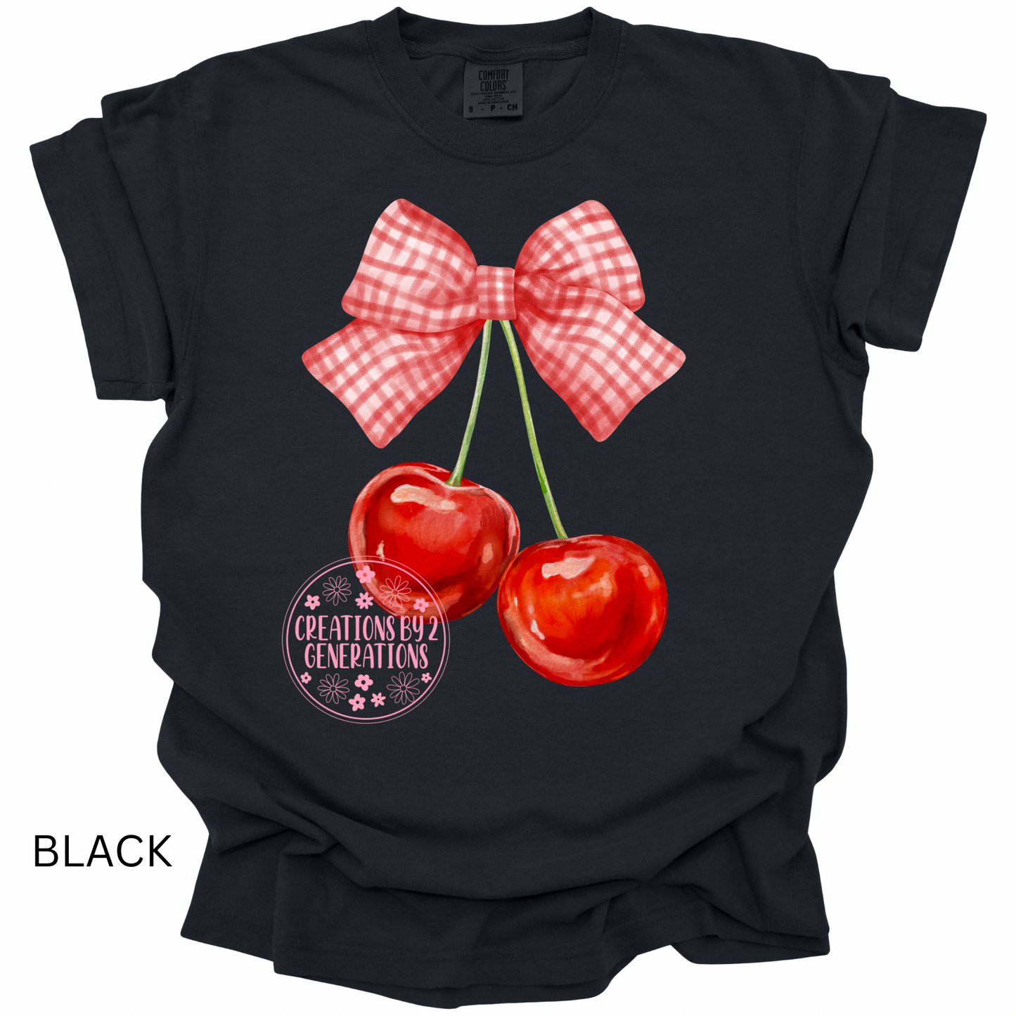 CHERRIES WITH RED CHECK BOW PREORDER