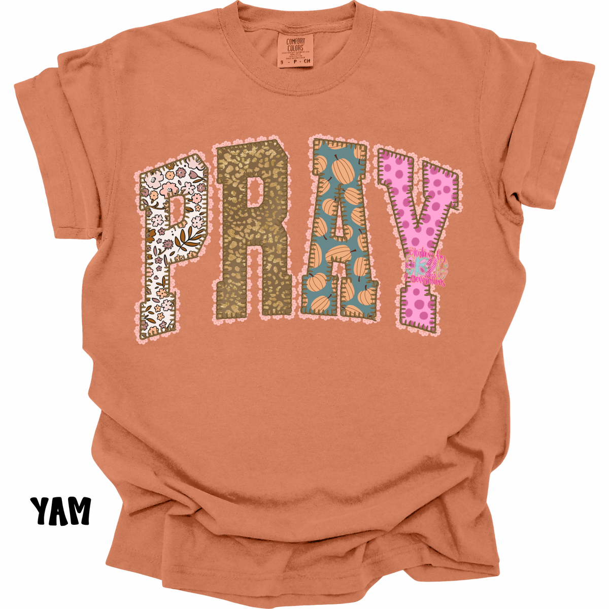 PRAY FALL FAUX EMBROIDERY