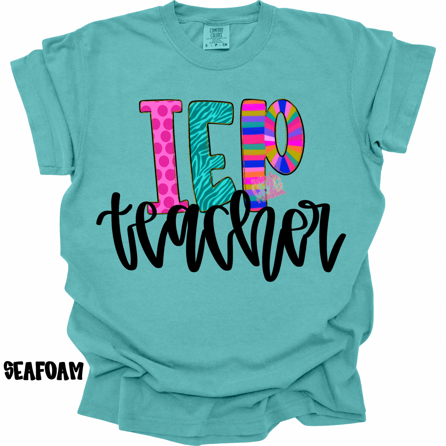 IEP TEACHER COLORFUL PATTERNS BLACK CURSIVE PREORDER