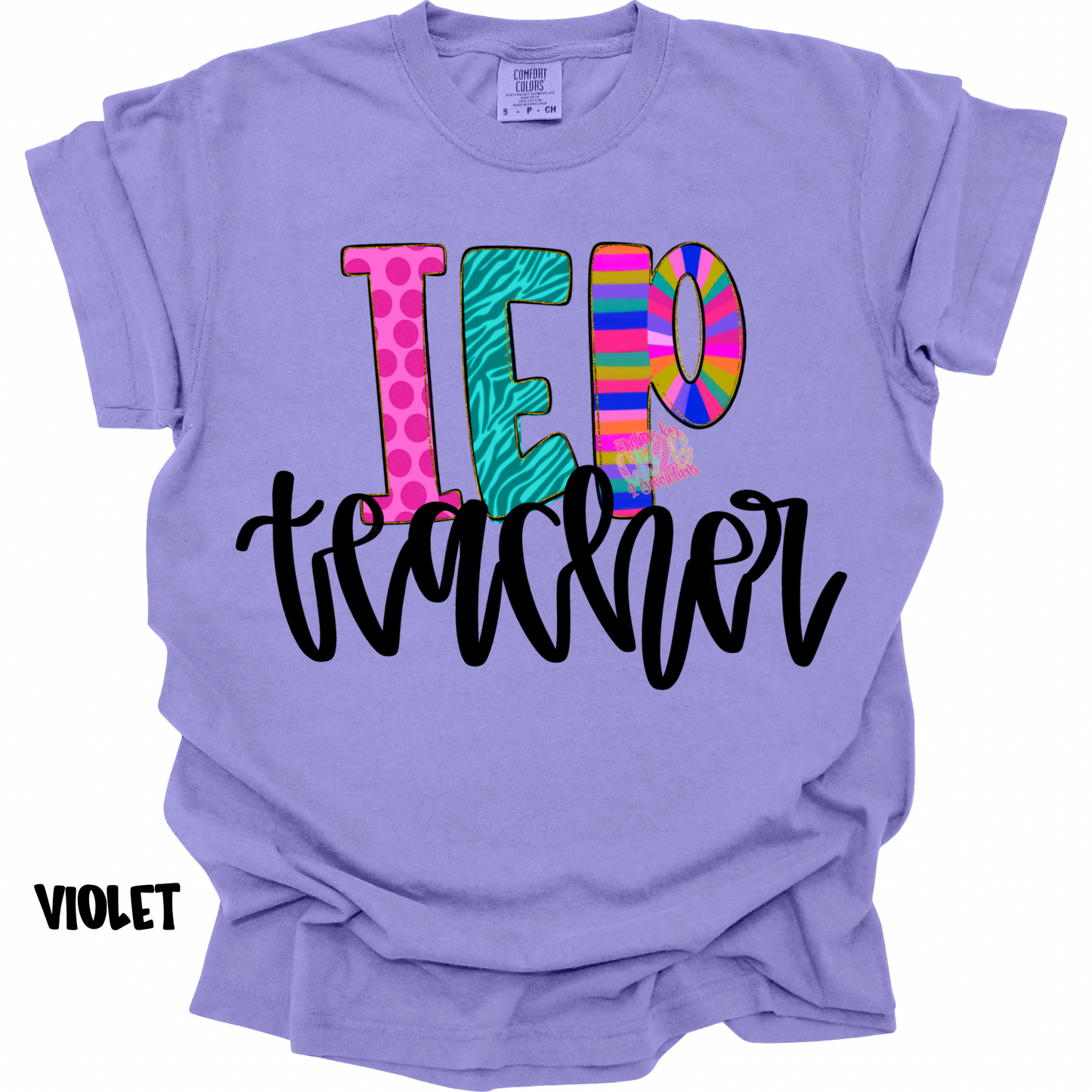 IEP TEACHER COLORFUL PATTERNS BLACK CURSIVE PREORDER