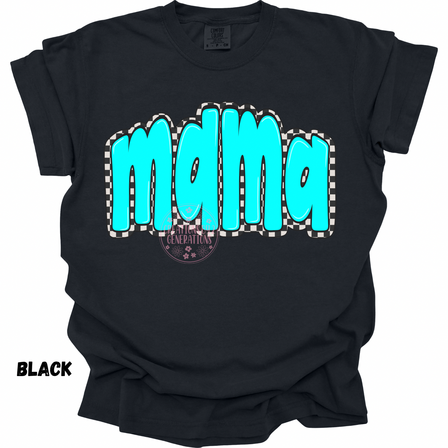 MAMA BLACK/WHITE CHECKERED OUTLINE