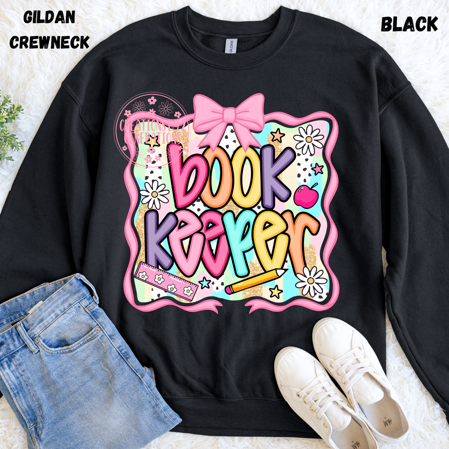 BOOK KEEPER WITH BOW AROUND IT SWEATSHIRT PREORDER