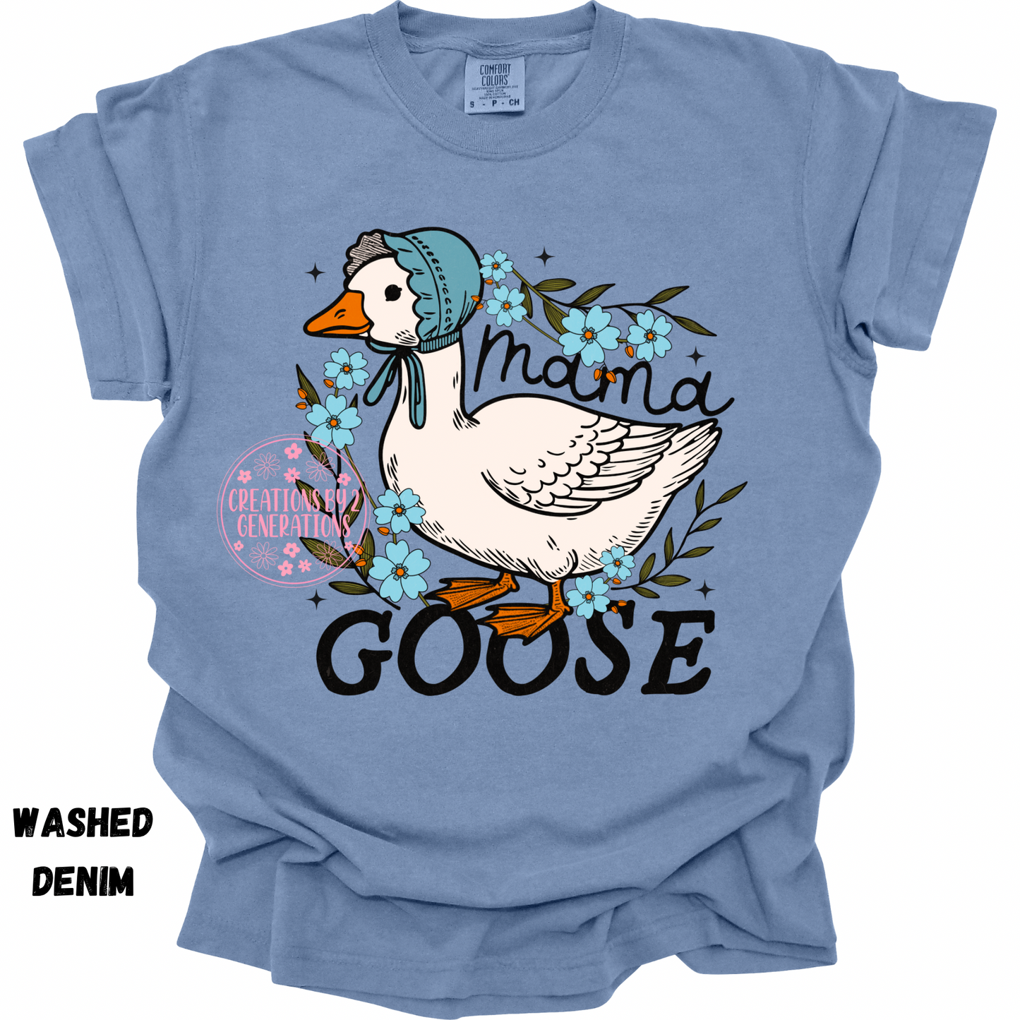 MAMA GOOSE WITH BLUE FLOWERS PREORDER