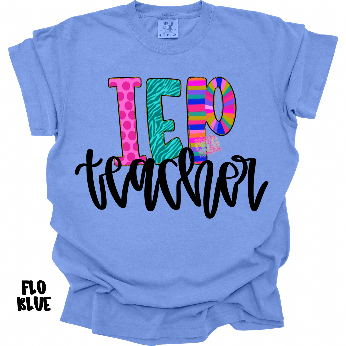 IEP TEACHER COLORFUL PATTERNS BLACK CURSIVE PREORDER