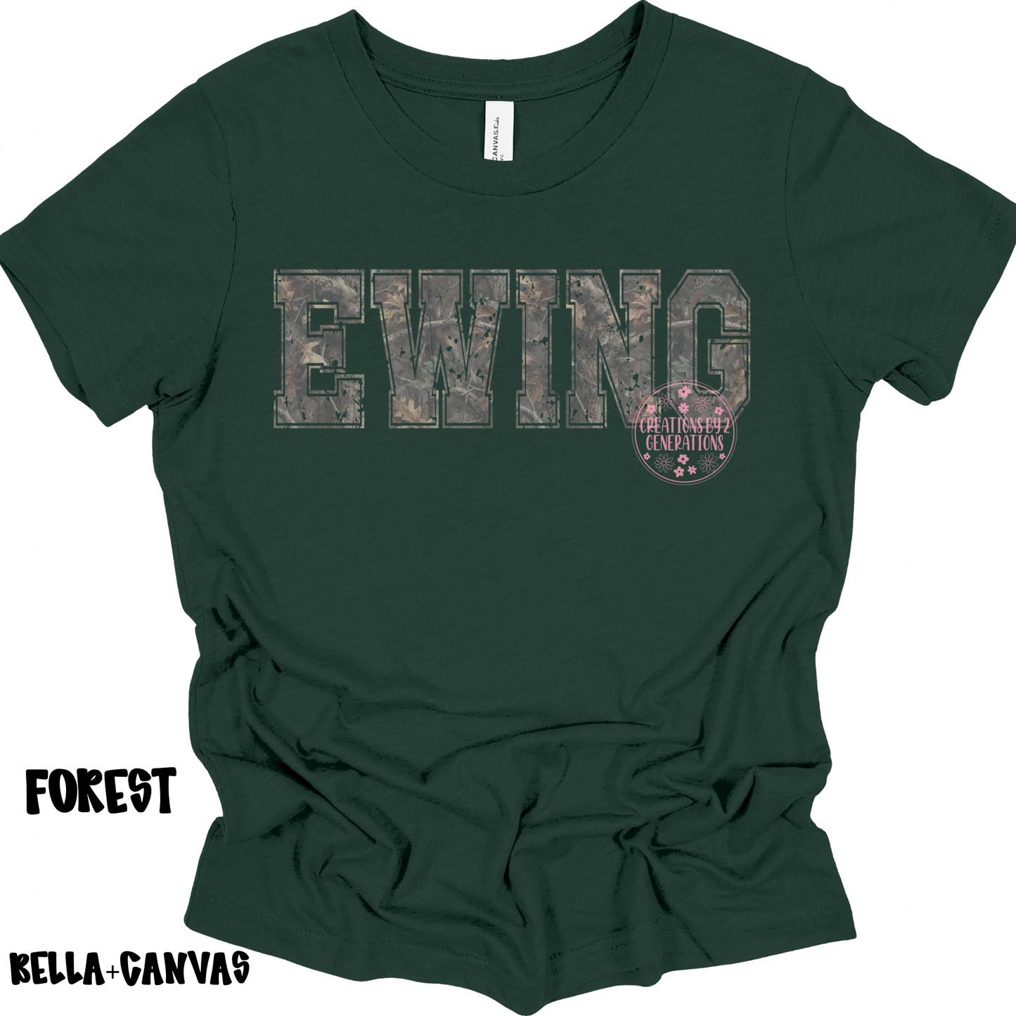 CAMO EWING DISTRESSED BELLA+CANVAS TODDLER SS PREORDER