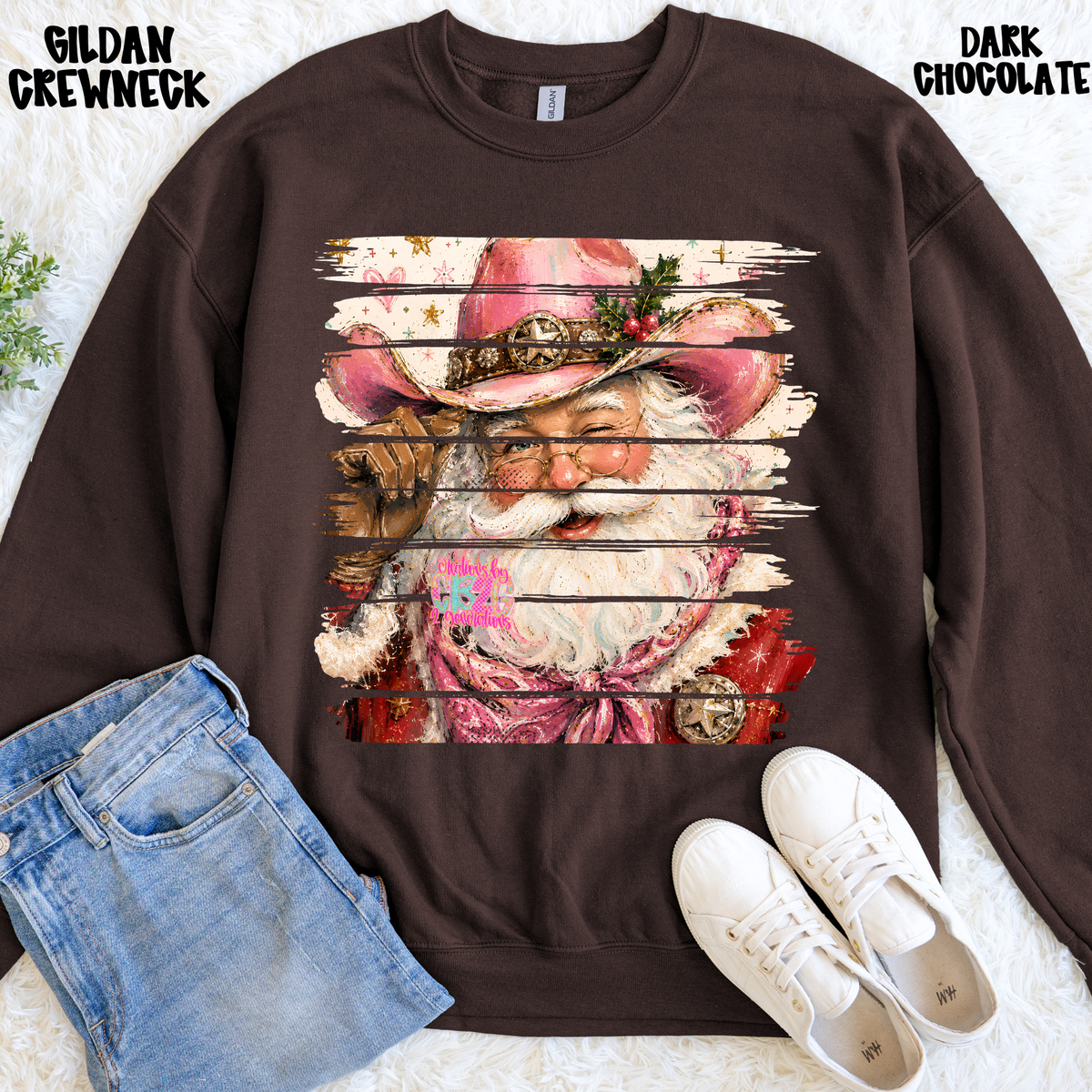 WESTERN PINK SANTA PAINT STROKE SWEATSHIRT PREORDER
