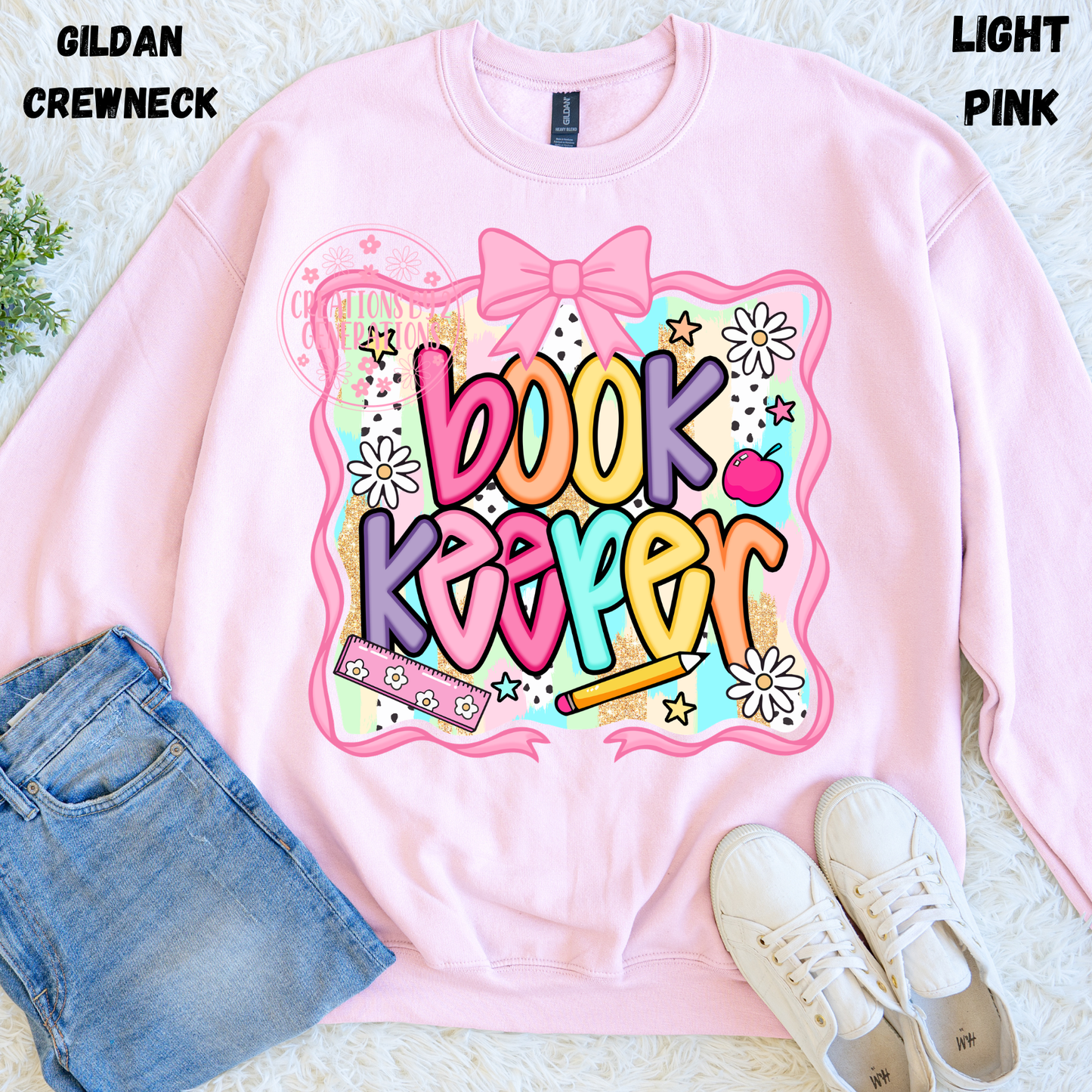 BOOK KEEPER WITH BOW AROUND IT SWEATSHIRT PREORDER