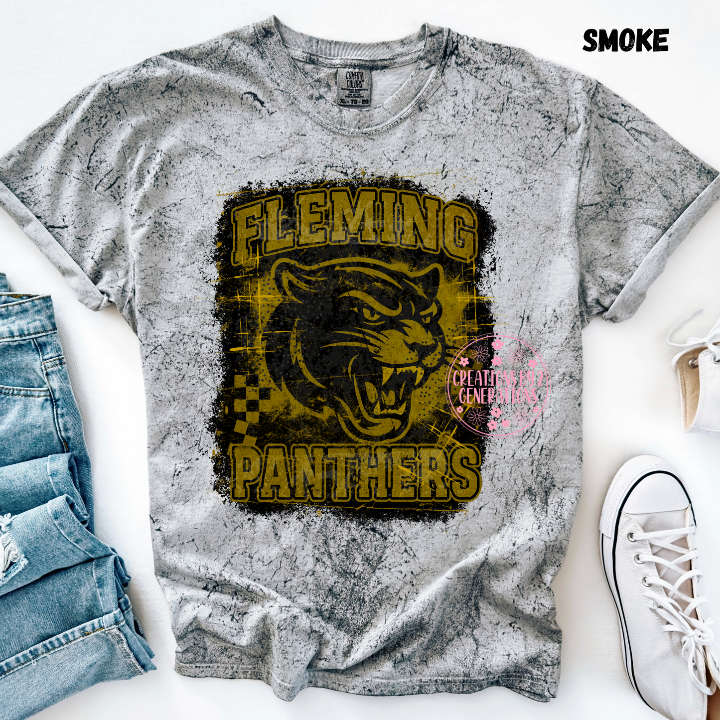 FLEMING PANTHERS DISTRESSED GRUNGE PRINT