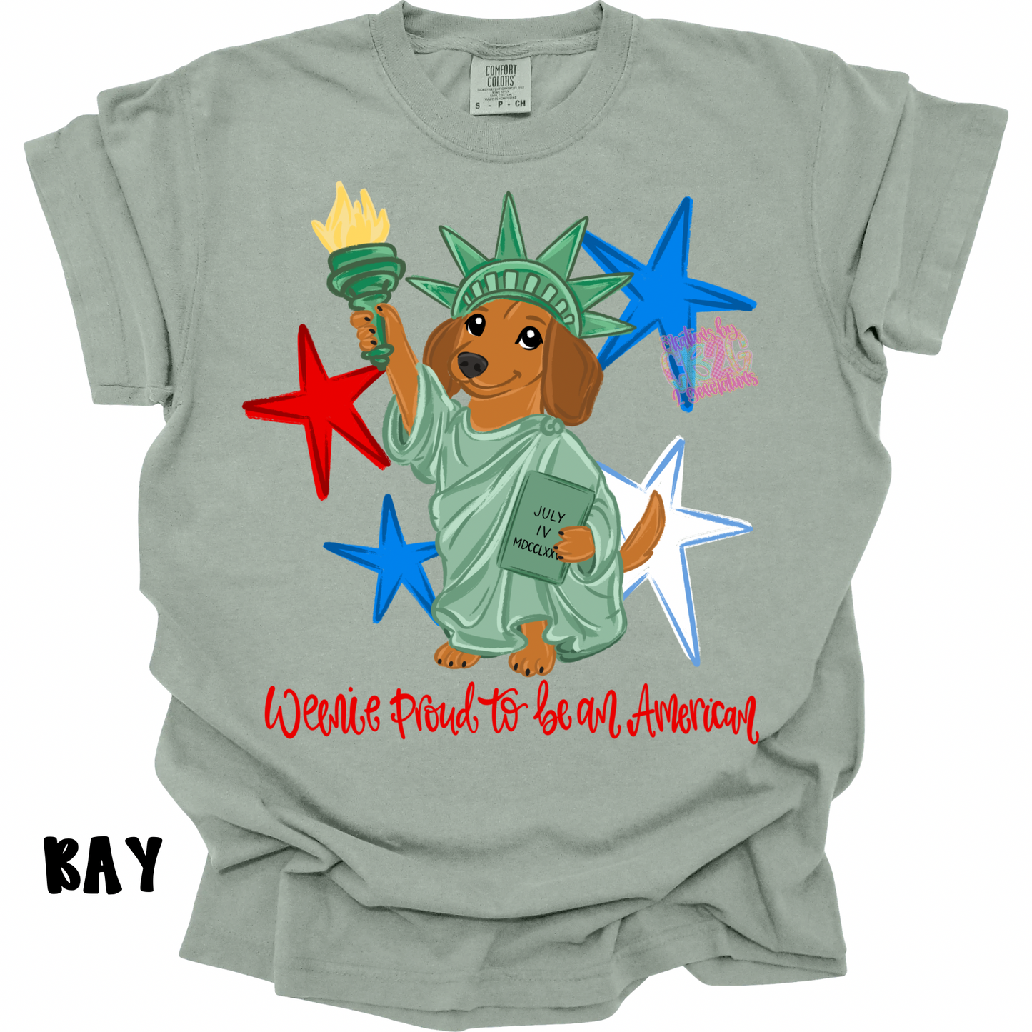 WEENIE PROUD TO BE AN AMERICAN WITH WORDS PREORDER