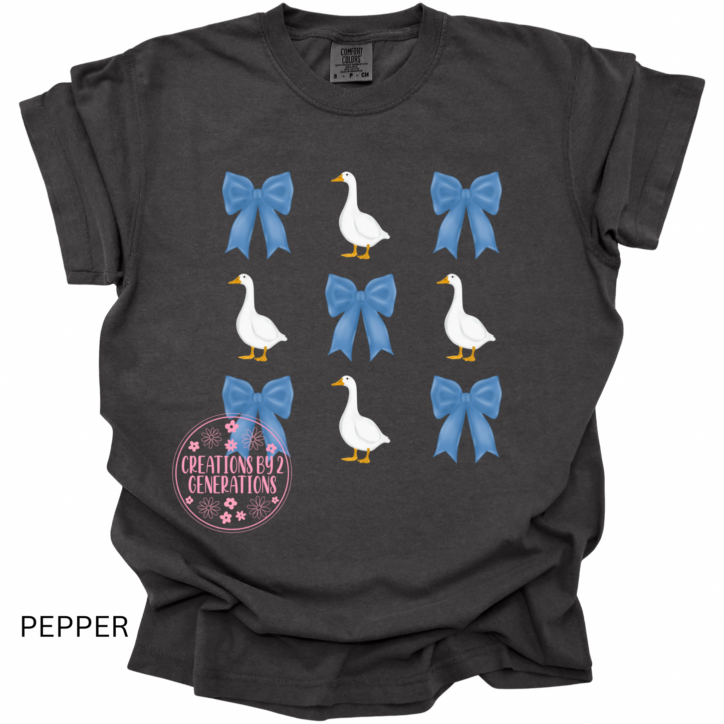 GEESE AND 5 BLUE BOWS