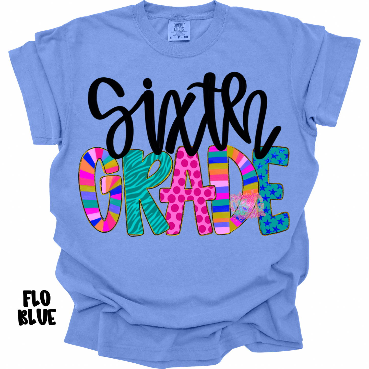 SIXTH GRADE COLORFUL PATTERNS BLACK CURSIVE PREORDER