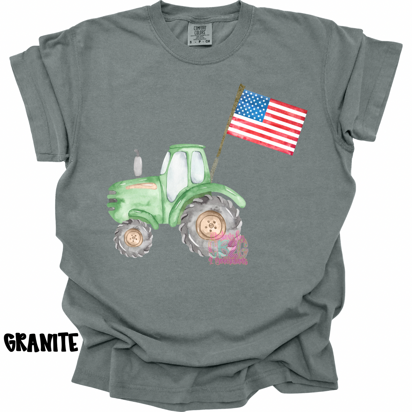 GREEN TRACTOR WATERCOLOR WITH FLAG PREORDER (YOUTH)