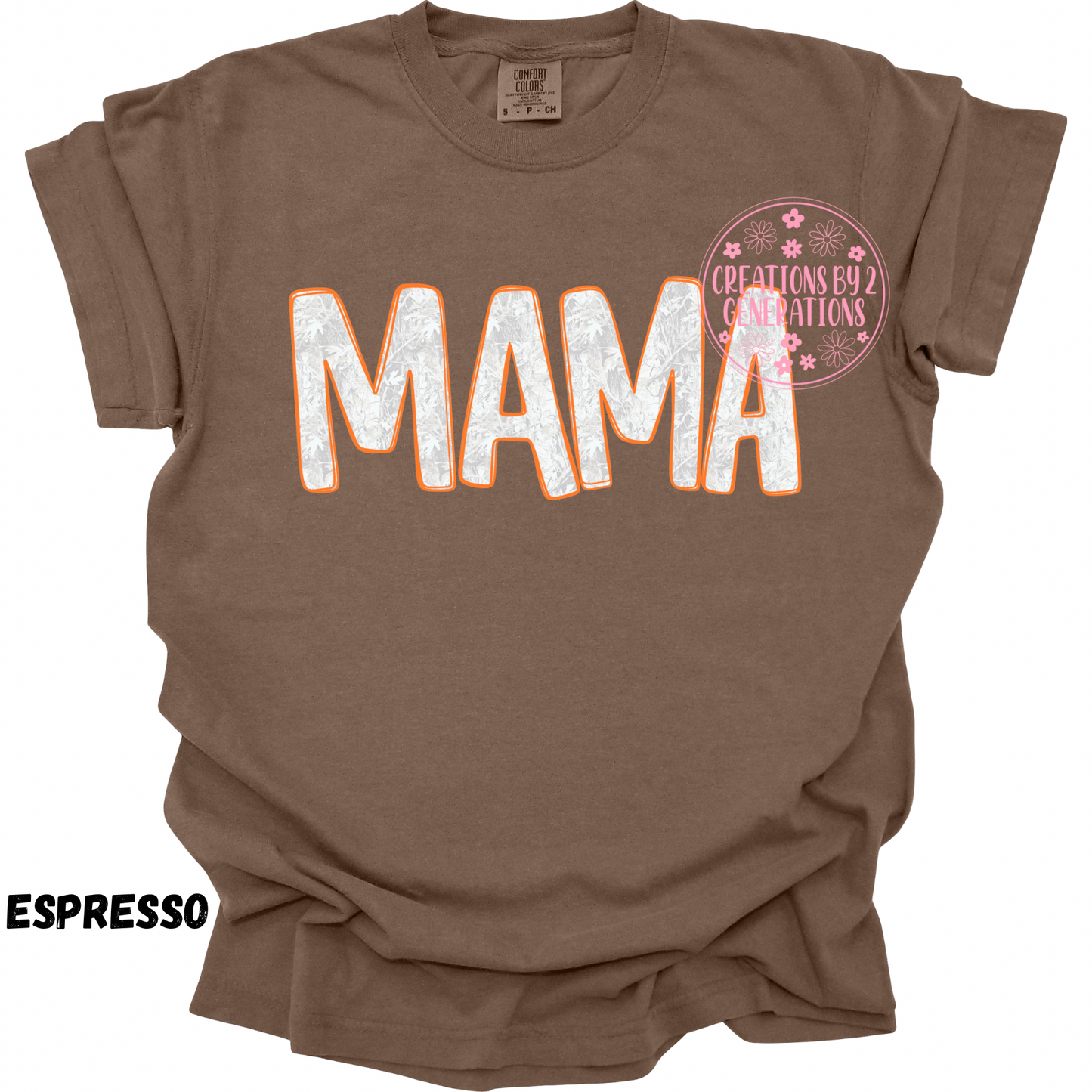 MAMA WHITE CAMO WITH ORANGE OUTLINE