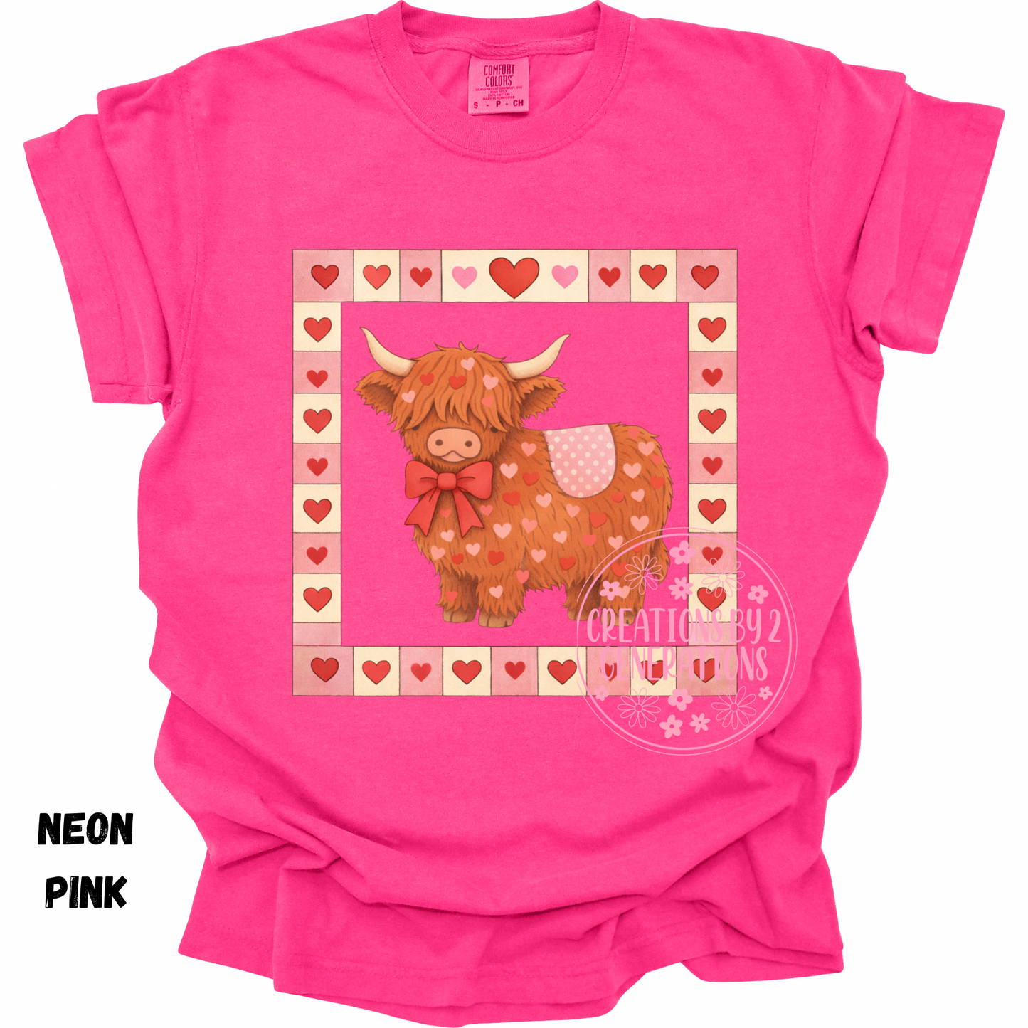 HIGHLAND COW VALENTINE QUILT SQUARE