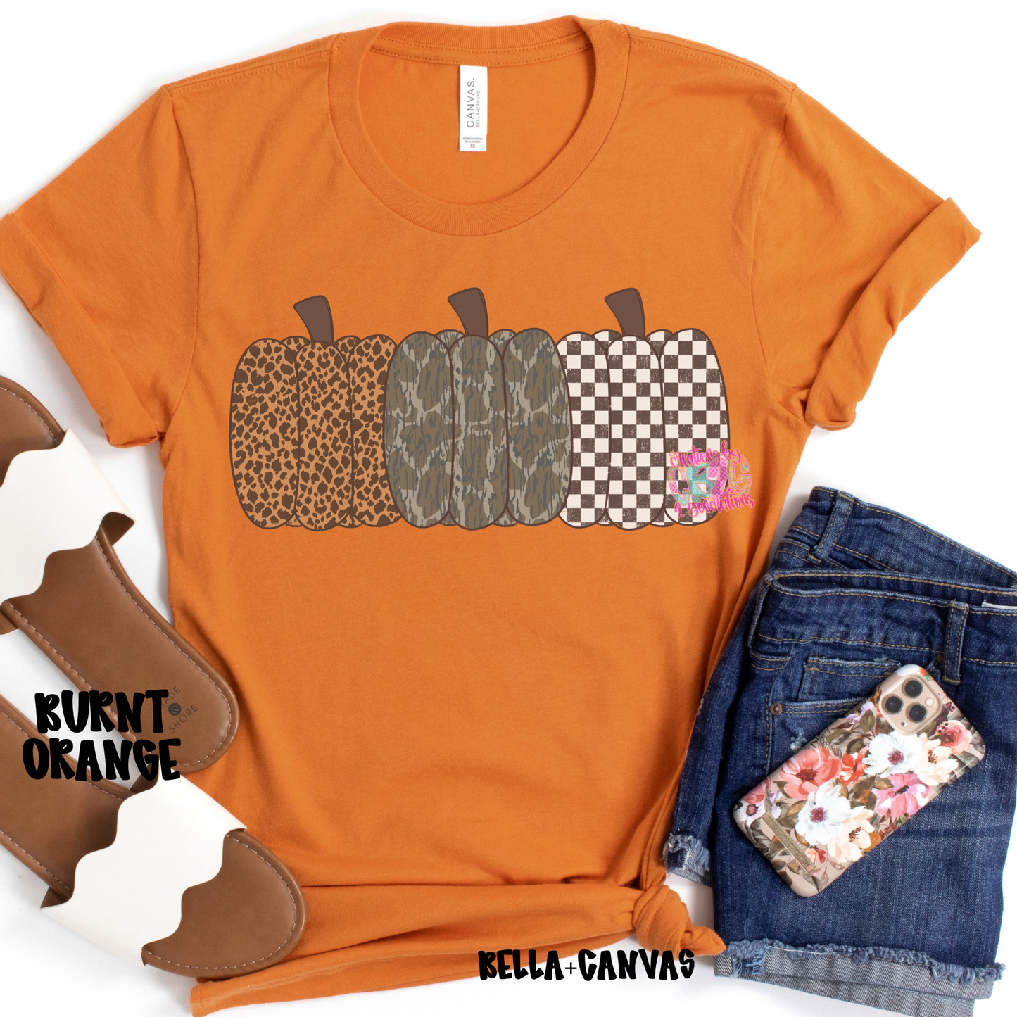 3 PATTERNED PUMPKINS CAMO/CHECKERED BELLA+CANVAS PREORDER
