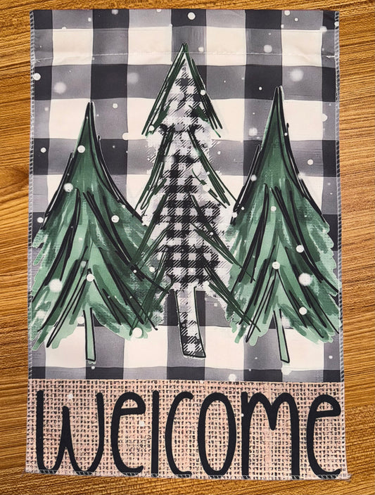 WELCOME WINTER TREES FLAG