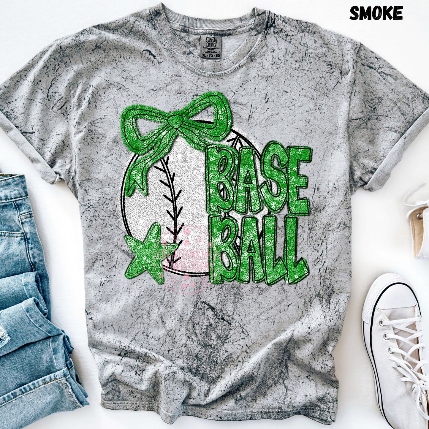 GREEN BASEBALL FAUX SEQUINS PREORDER