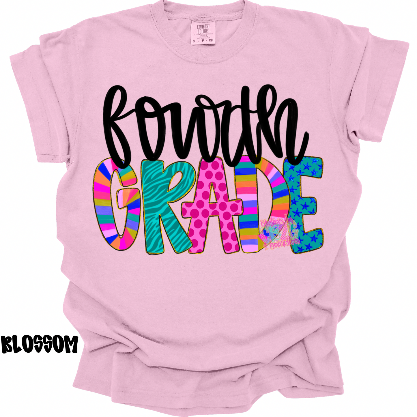 FOURTH GRADE COLORFUL PATTERNS BLACK CURSIVE PREORDER (YOUTH)