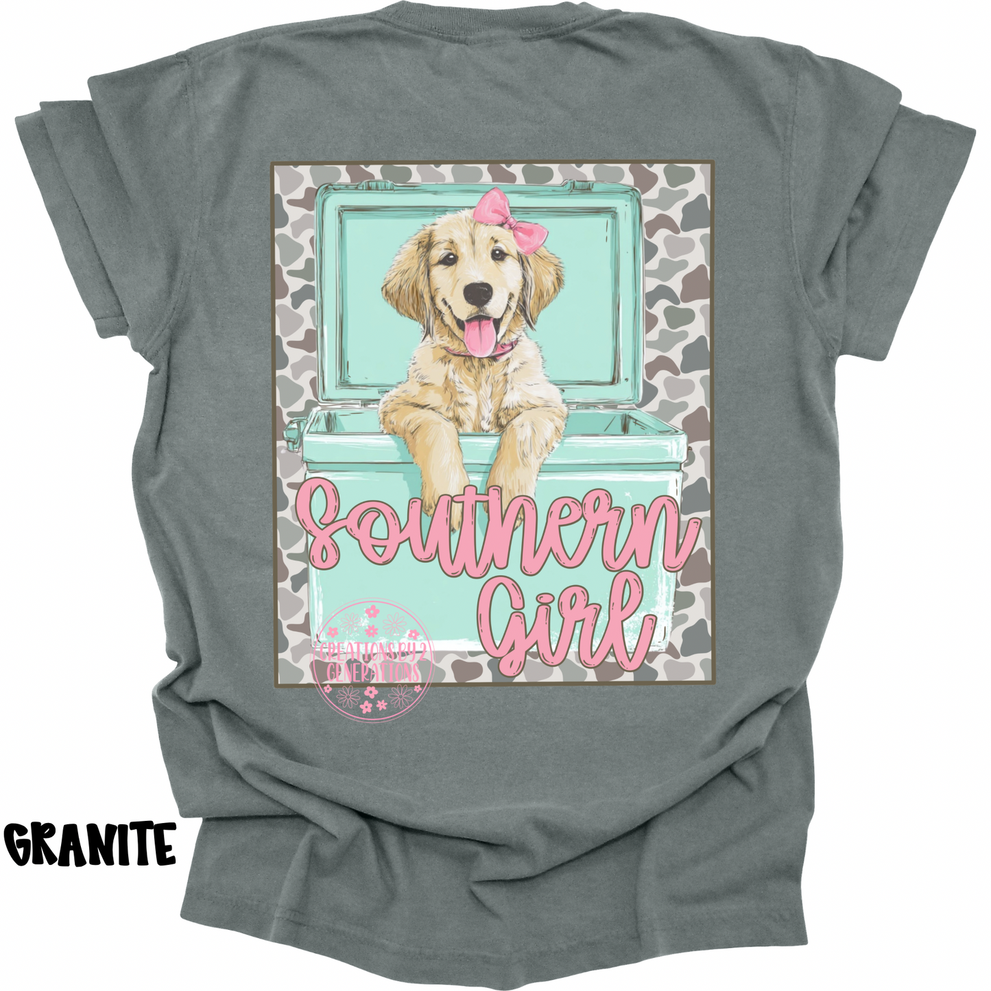 SOUTHERN GIRL DOG WITH BOW IN COOLER WITH FRONT POCKET DESIGN PREORDER (YOUTH)