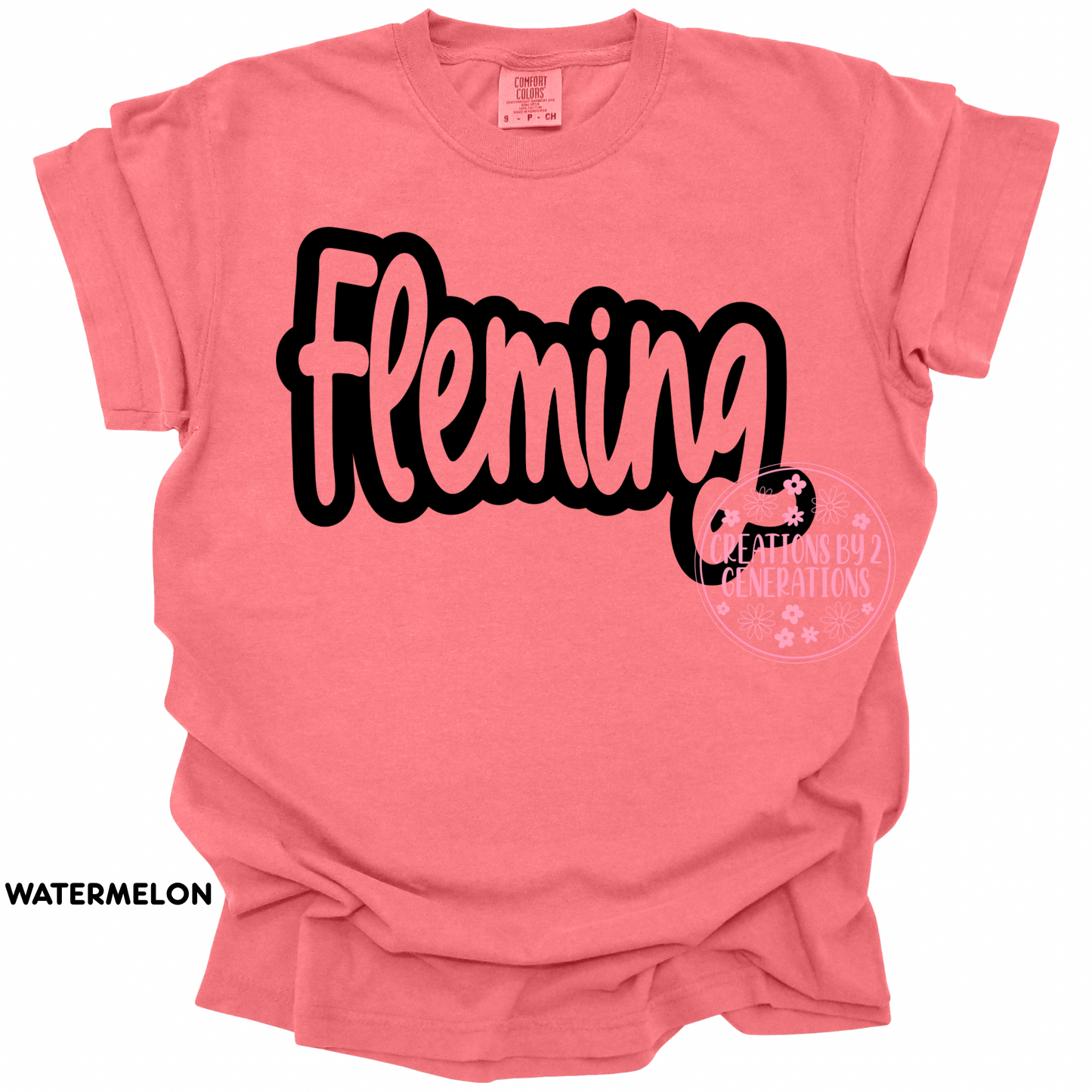 FLEMING BLACK CURSIVE OUTLINE PREORDER