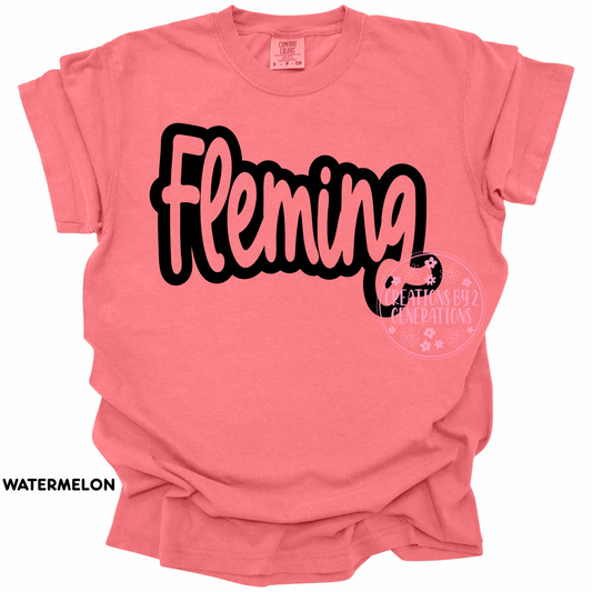 FLEMING BLACK CURSIVE OUTLINE PREORDER