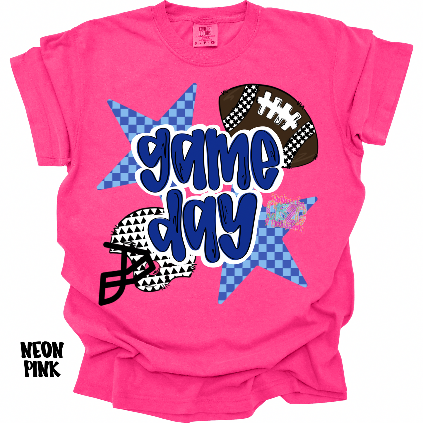 GAME DAY BLUE CHECKERED STARS FOOTBALL PREORDER