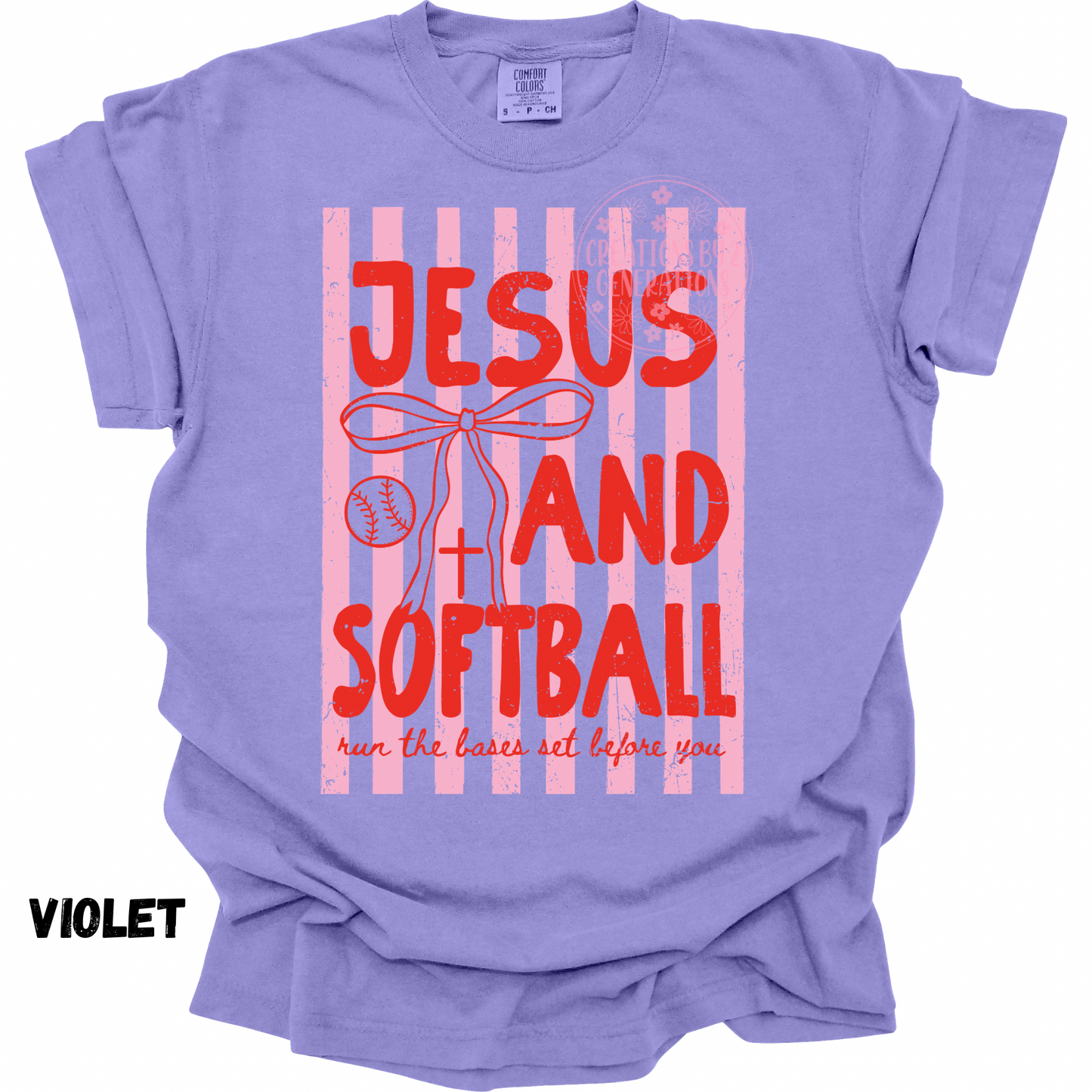 DISTRESSED JESUS AND SOFTBALL PINK/RED PREORDER (YOUTH)