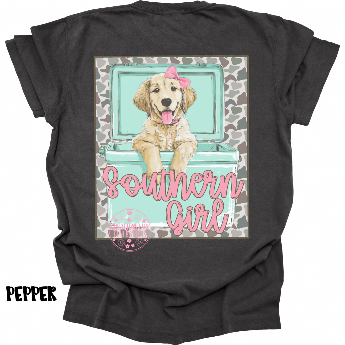 SOUTHERN GIRL DOG WITH BOW IN COOLER WITH FRONT POCKET DESIGN PREORDER (YOUTH)