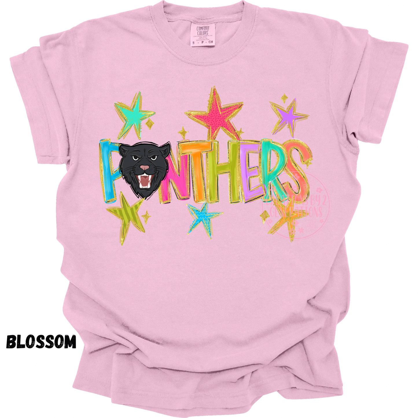 PANTHERS WITH MULTICOLORED STARS