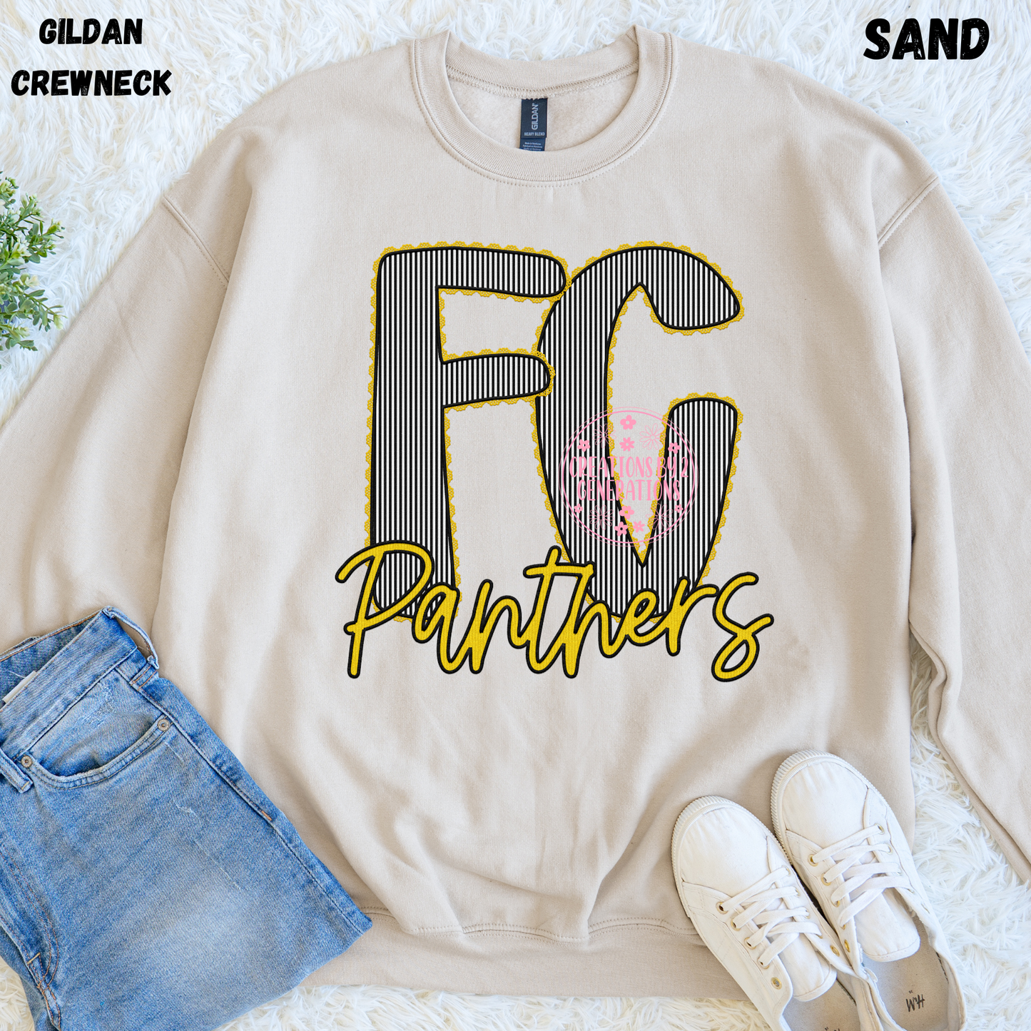 FC STRIPES PANTHERS FAUX EMBROIDERY SWEATSHIRT