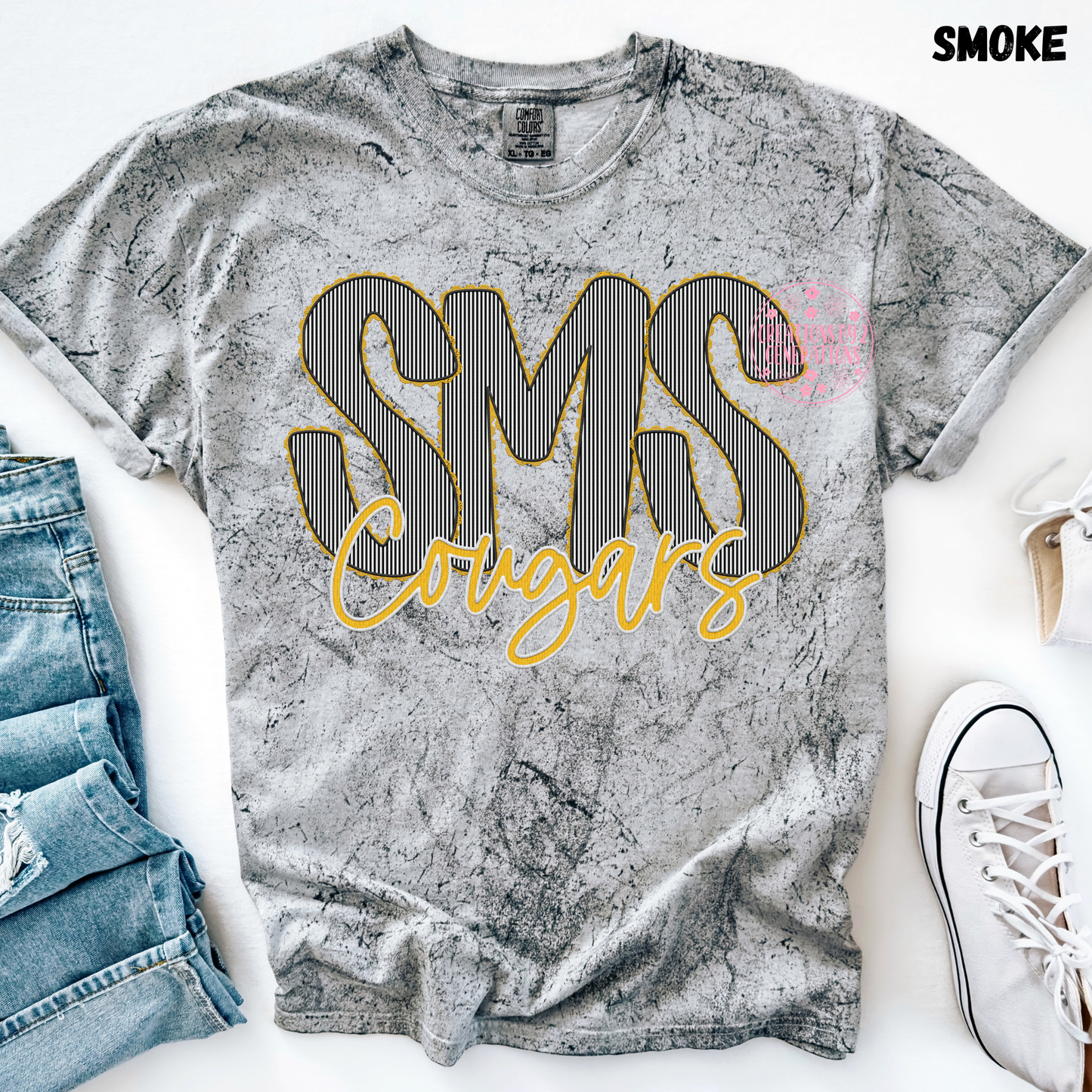 SMS COUGARS STRIPES FAUX EMBROIDERY PRINT