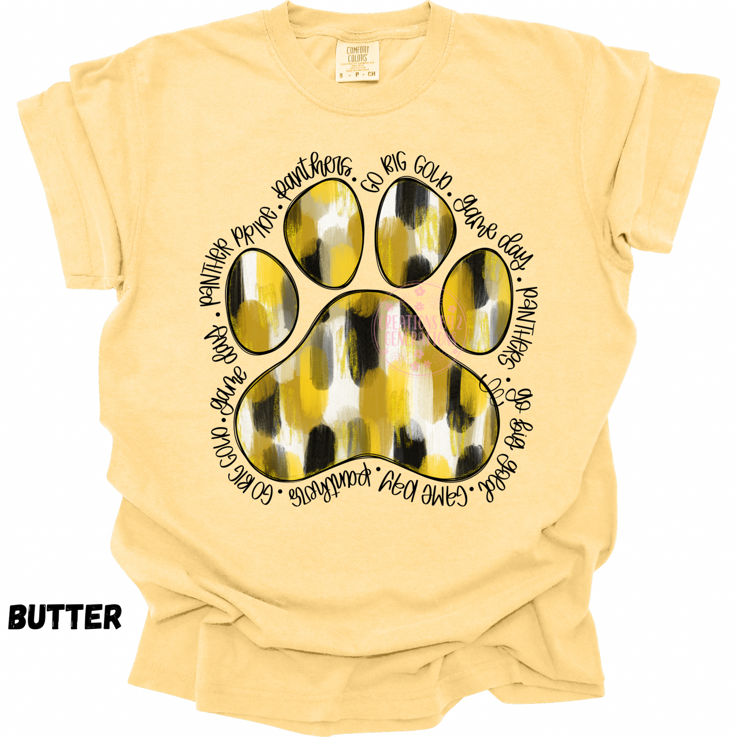 PANTHERS PAW BLACK GOLD BRUSHSTROKES