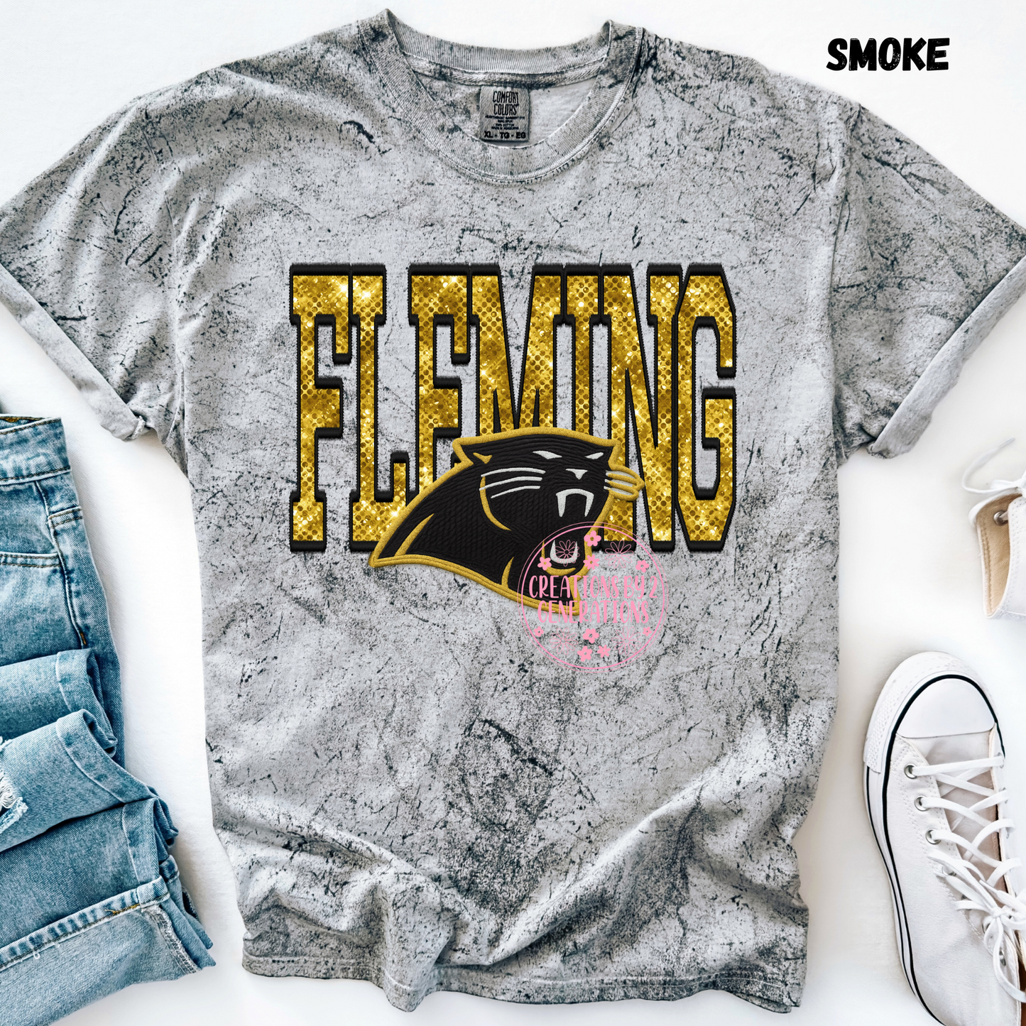 FLEMING FAUX SEQUINS WITH PANTHER HEAD PRINT