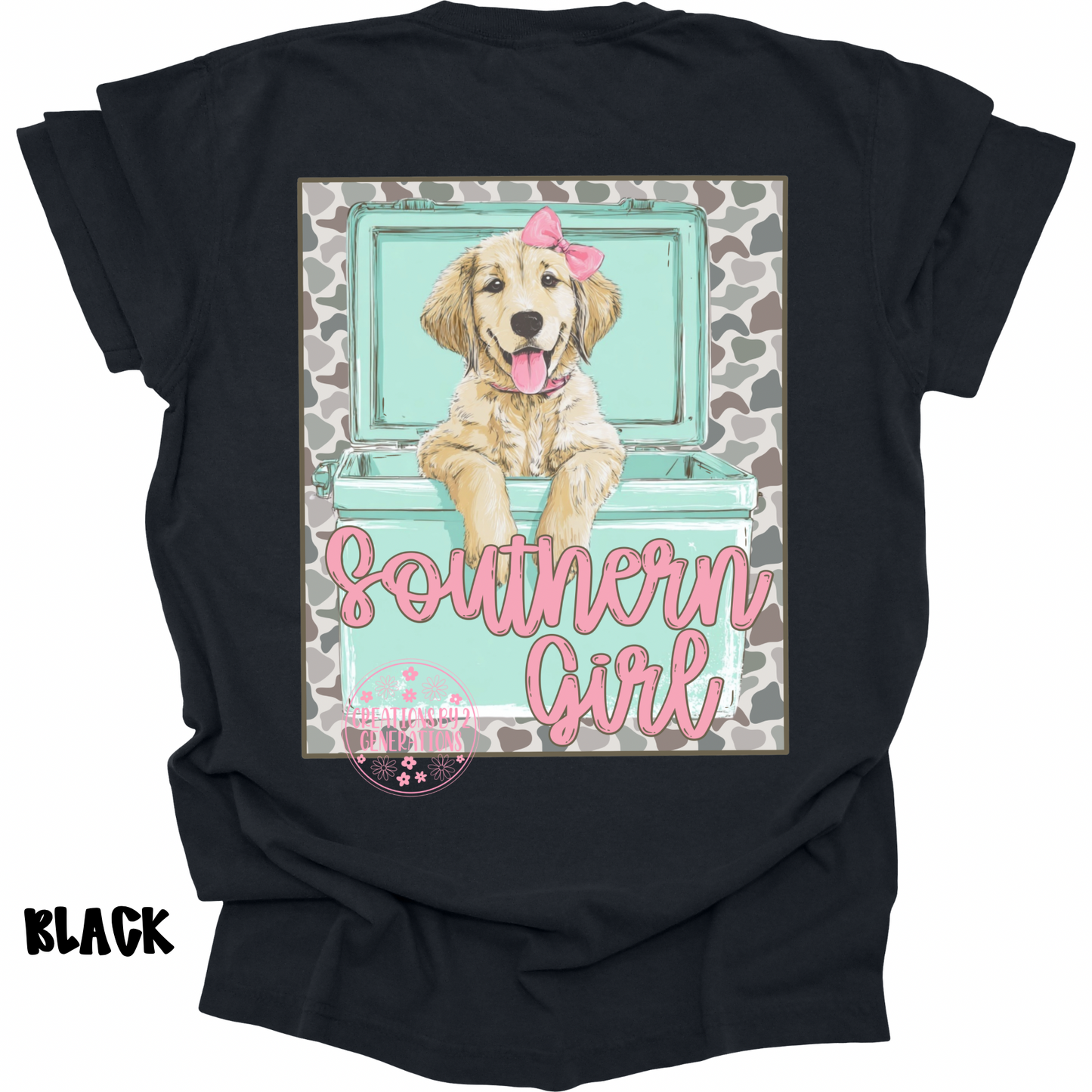 SOUTHERN GIRL DOG WITH BOW IN COOLER WITH FRONT POCKET DESIGN PREORDER (YOUTH)