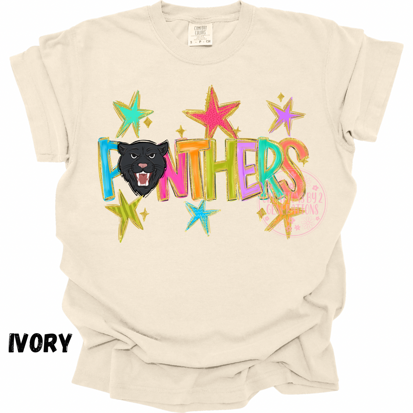 PANTHERS WITH MULTICOLORED STARS